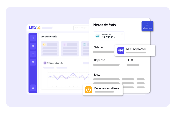 Montage de visuels extraits de la plateforme MEG - notes de frais